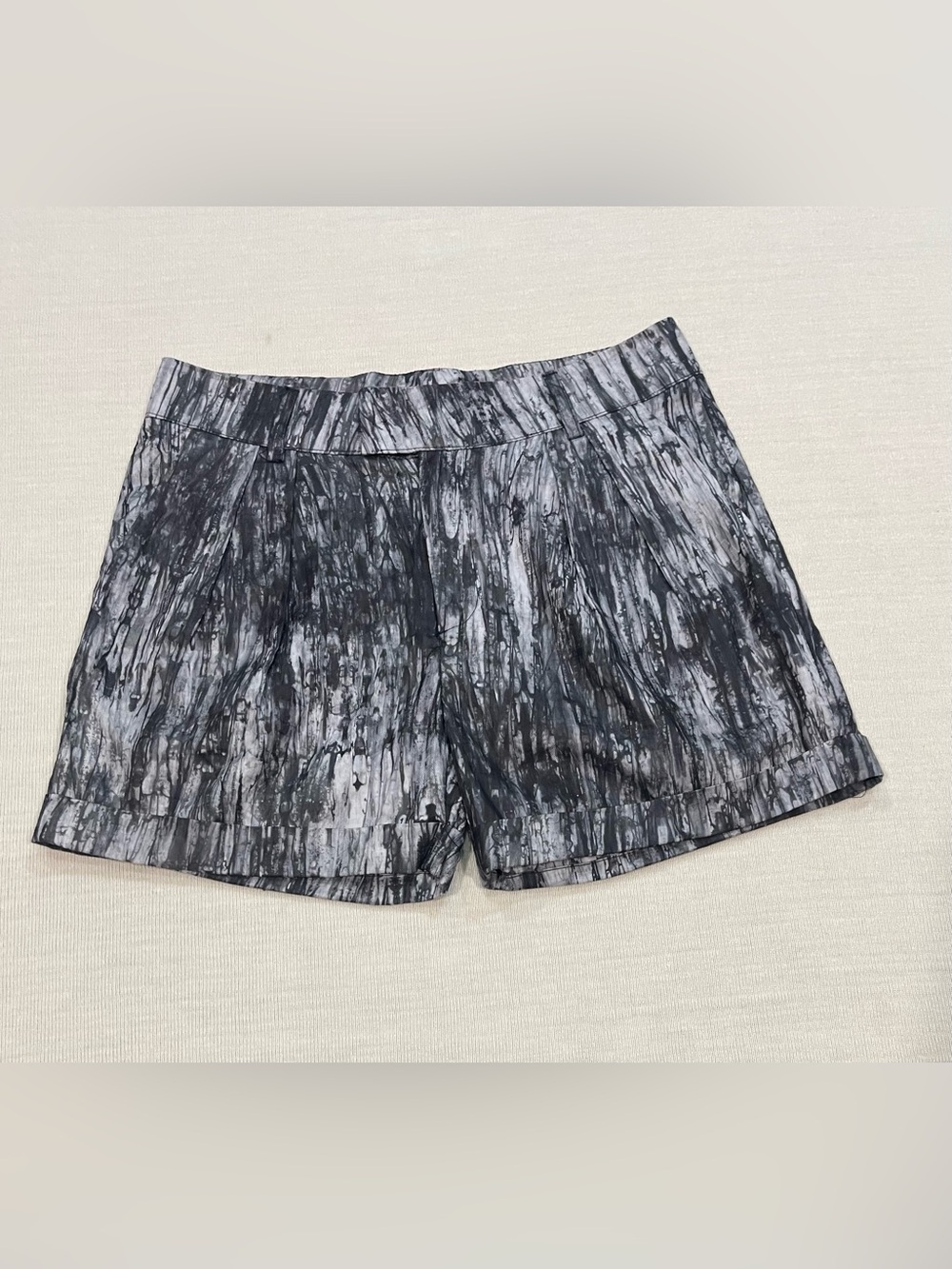 lemlem Tailored Shorts Pewter Grey Abstract Brushstroke Size M